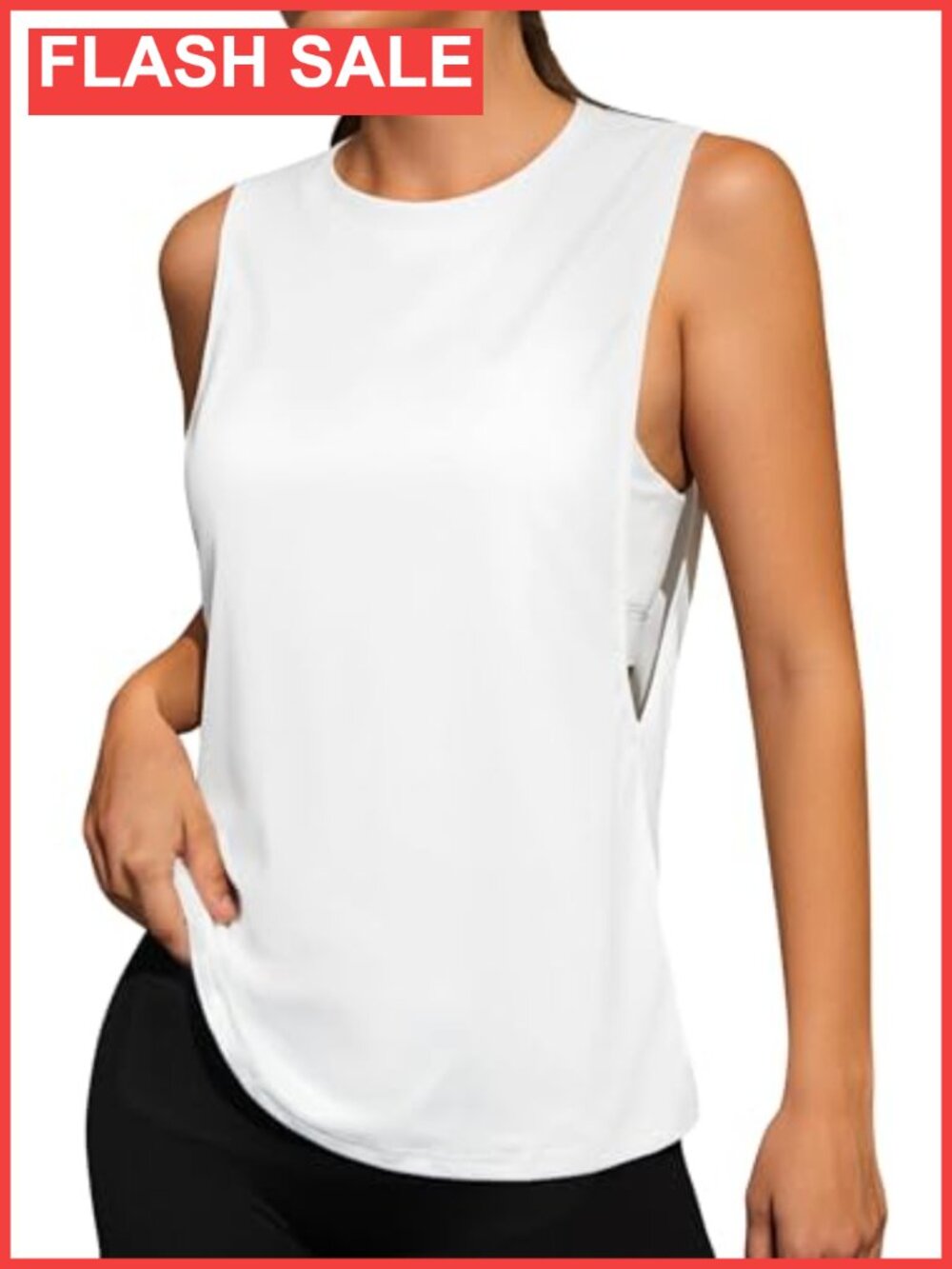 Women's Open Side Muscle Tank Top Sleeveless Workout Athletic Top